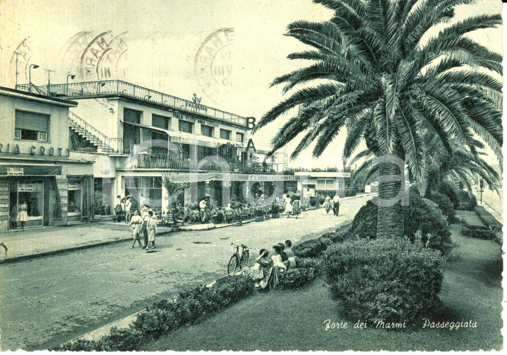 Cartolina originale da collezione 1960 FORTE DEI MARMI (LU) Passeggiata con bar NUOVO LIDO *FG VG 1