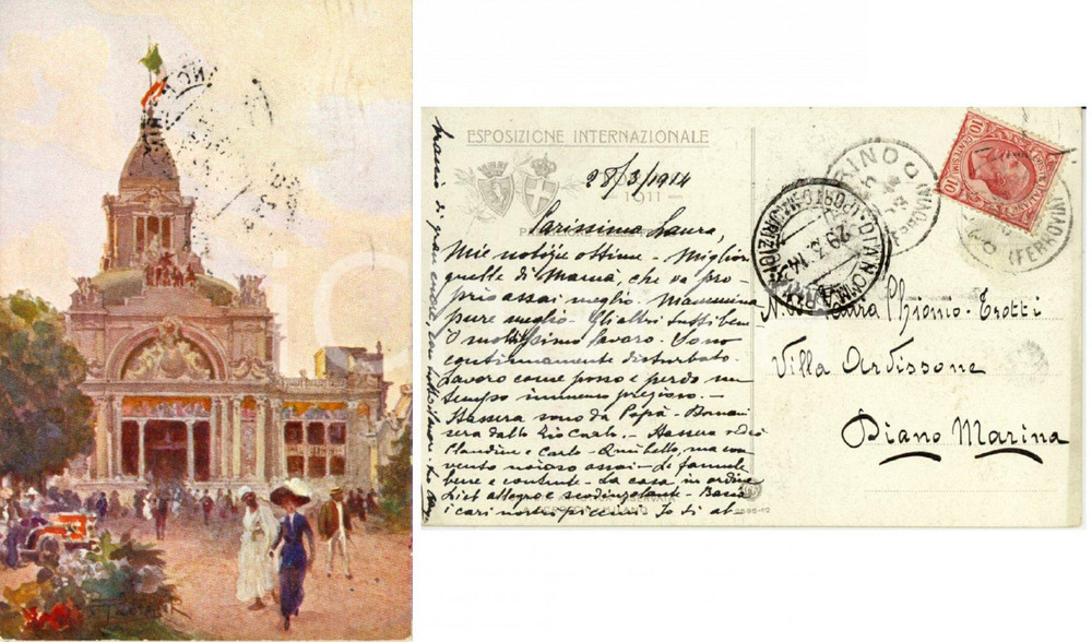 Autografo originale 1911 EXPO TORINO *Cartolina conte TROTTI a moglie Laura CHIONIO Autografo 1
