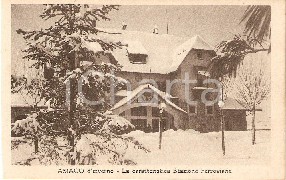 Cartolina originale da collezione 1940 ca ASIAGO VI Stazione ferroviaria innevata ANIMATA Cartolina FP NV 1