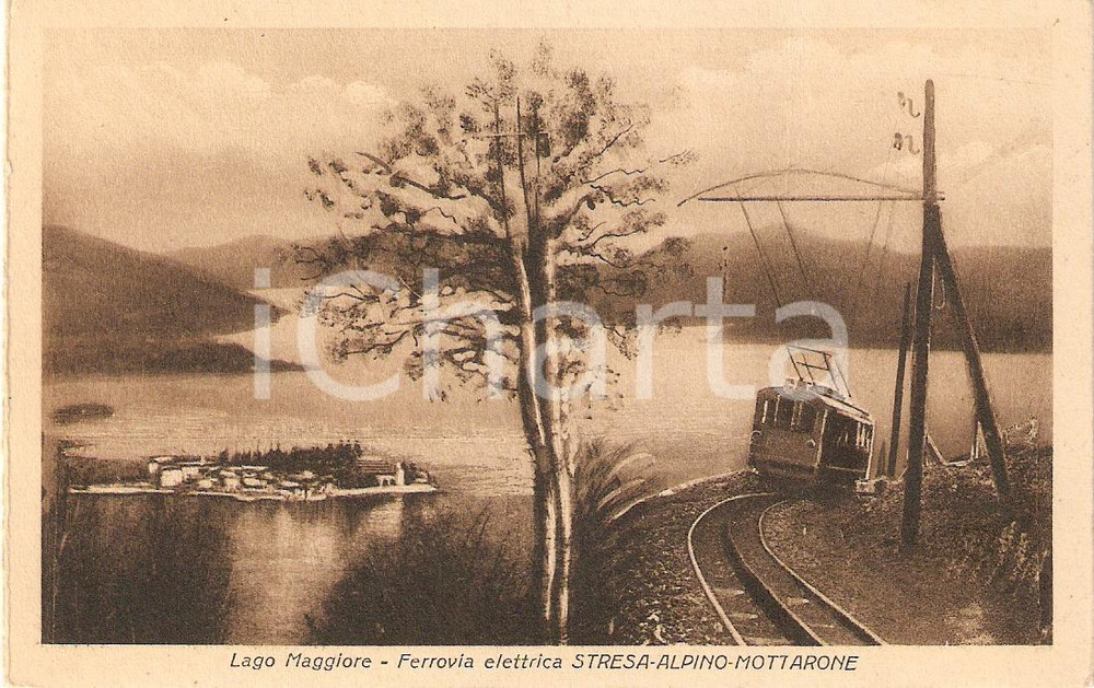 Cartolina originale da collezione 1915 LAGO MAGGIORE Ferrovia Elettrica STRESA  MOTTARONE Cartolina DANNEGGIATA 1