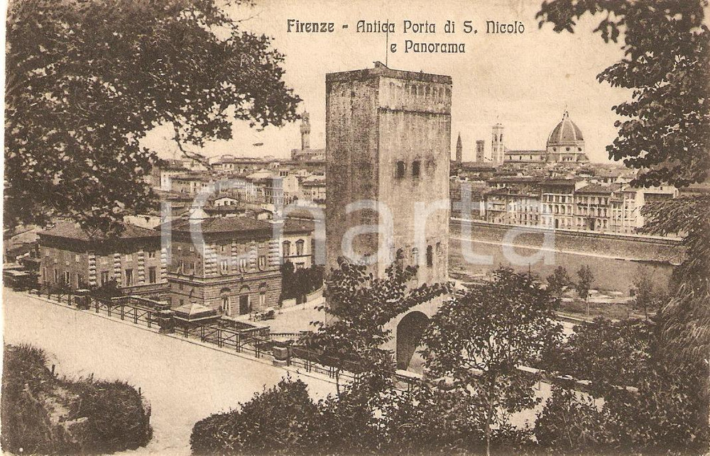 Cartolina originale da collezione 1927 FIRENZE Panorama con Porta di SAN NICOLO  Cartolina FP VG 1