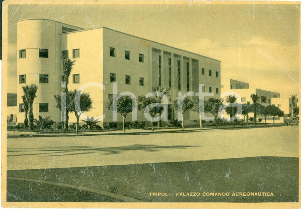 Cartolina originale da collezione 1941 TRIPOLI LIBIA Palazzo Comando Aereonautica per Enrico SAPELLI CAPRIGLIO 1