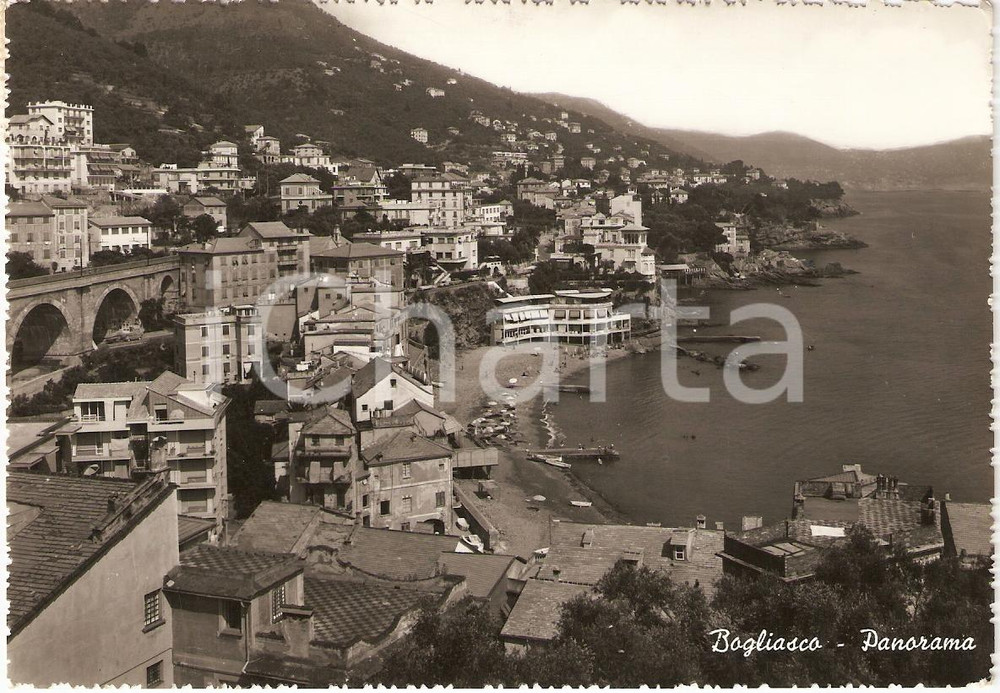 Cartolina originale da collezione 1960 BOGLIASCO (GE) Vista panoramica del paese *Cartolina FG VG 1