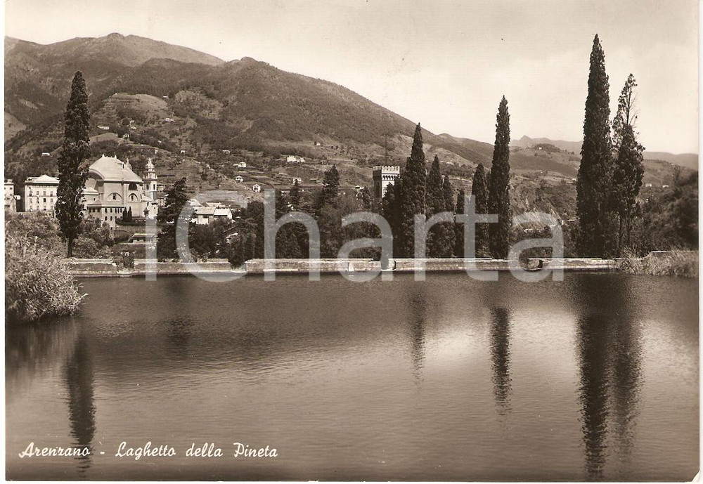Cartolina originale da collezione 1952 ARENZANO GE Laghetto della Pineta PANORAMA Cartolina FG VG 1