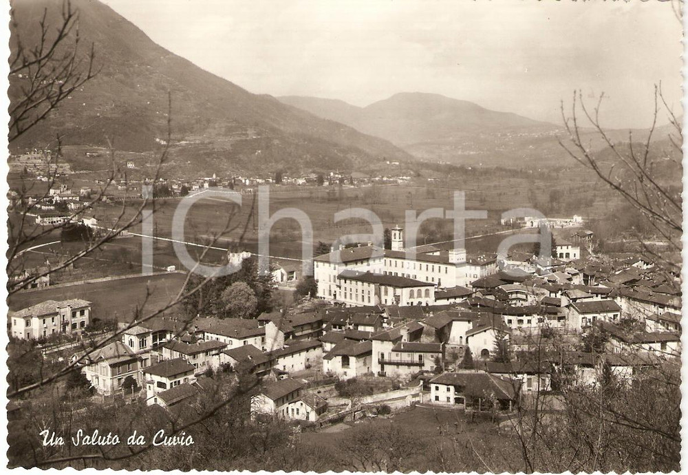 Cartolina originale da collezione 1959 CUVIO VA Vista panoramica del paese Cartolina FG VG 1