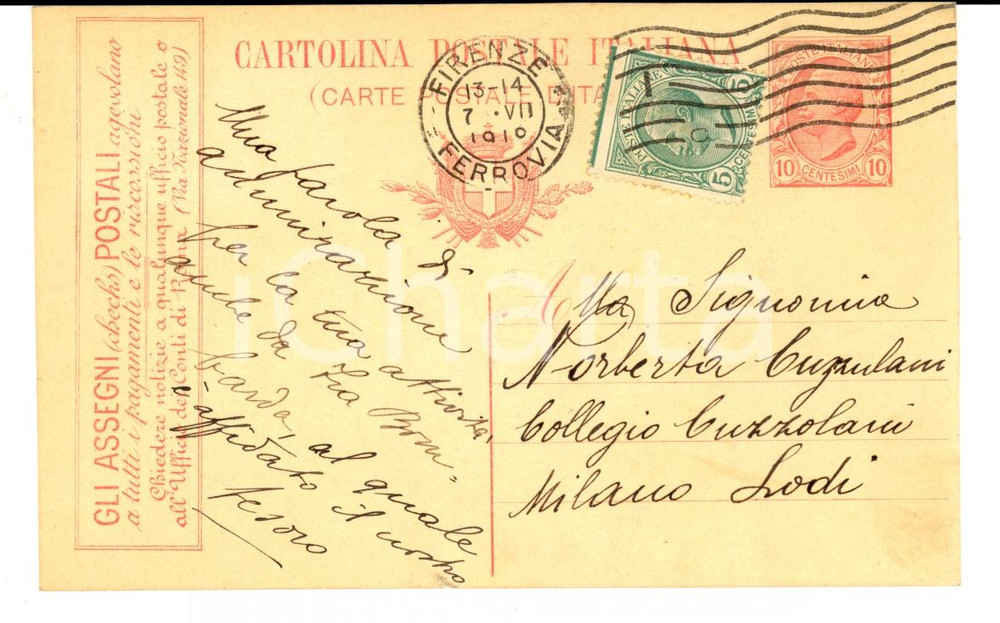 Autografo originale 1918 FIRENZE Lina PANZANI ringrazia Norberta CAZZULANI per un'offerta *Autografo 1