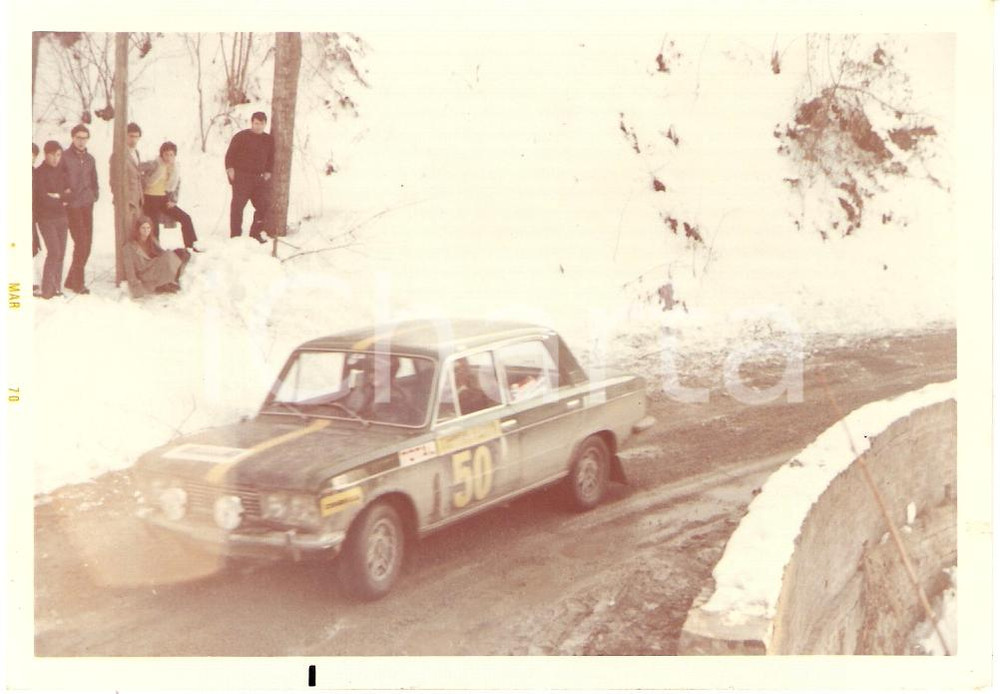 Fotografia d epoca originale 1970 RALLY Primo SANREMO SESTRIERE Alberto SMANIA Giuseppe ZANCHETTI Fiat 125 S 1