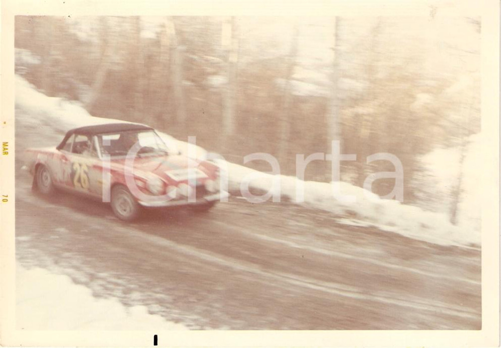 Fotografia d'epoca originale 1970 RALLY Primo SANREMO SESTRIERE Alcide PAGANELLI Ninni RUSSO Fiat 124 Spider 1
