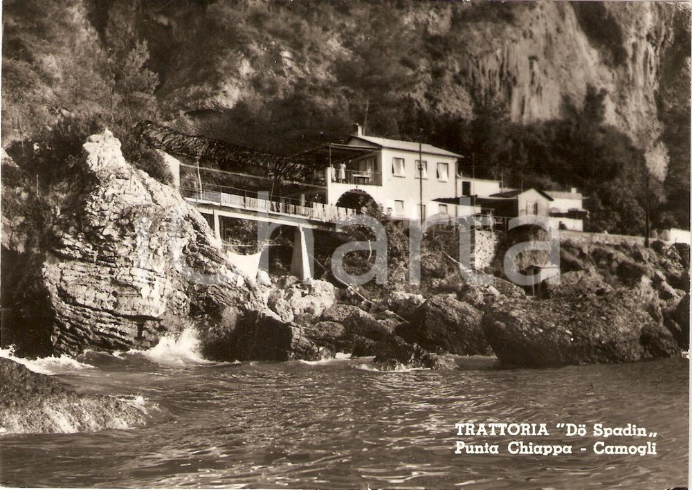 Cartolina originale da collezione 1963 CAMOGLI (GE) Punta Chiappa Trattoria DO SPADIN *Cartolina FG VG 1