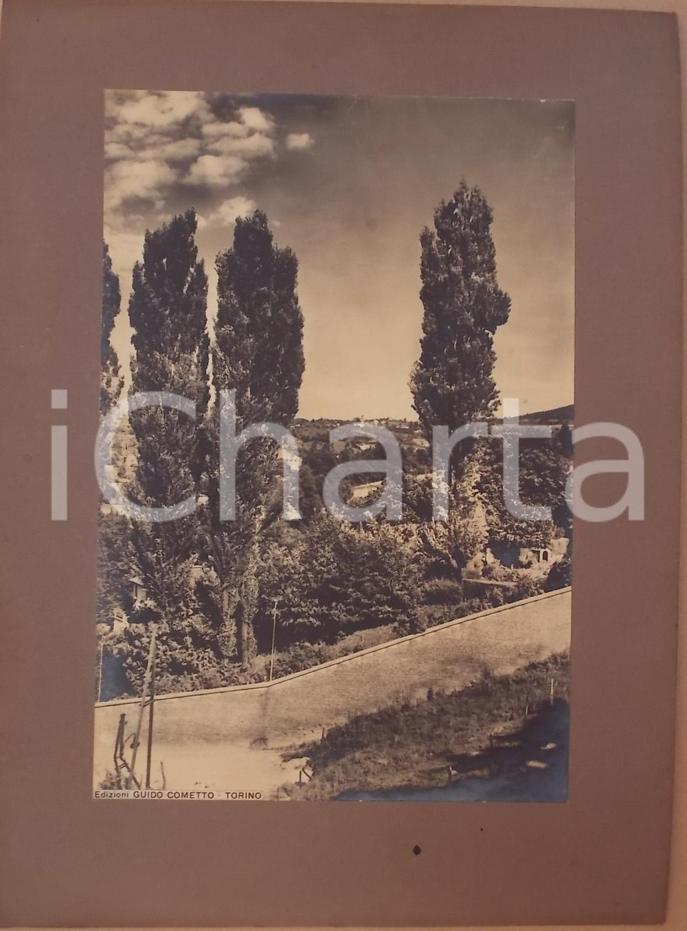Fotografia d epoca originale 1940 ca TORINO Collina vista da strada SANTA MARGHERITA Foto ed. Guido COMETTO 1