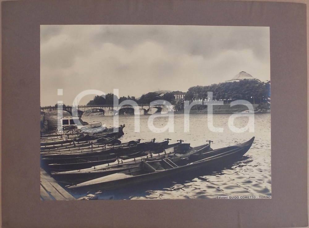 Fotografia d'epoca originale 1940 ca TORINO Imbarcadero con ponte VITTORIO EMANUELE I *Foto ed. Guido COMETTO 1