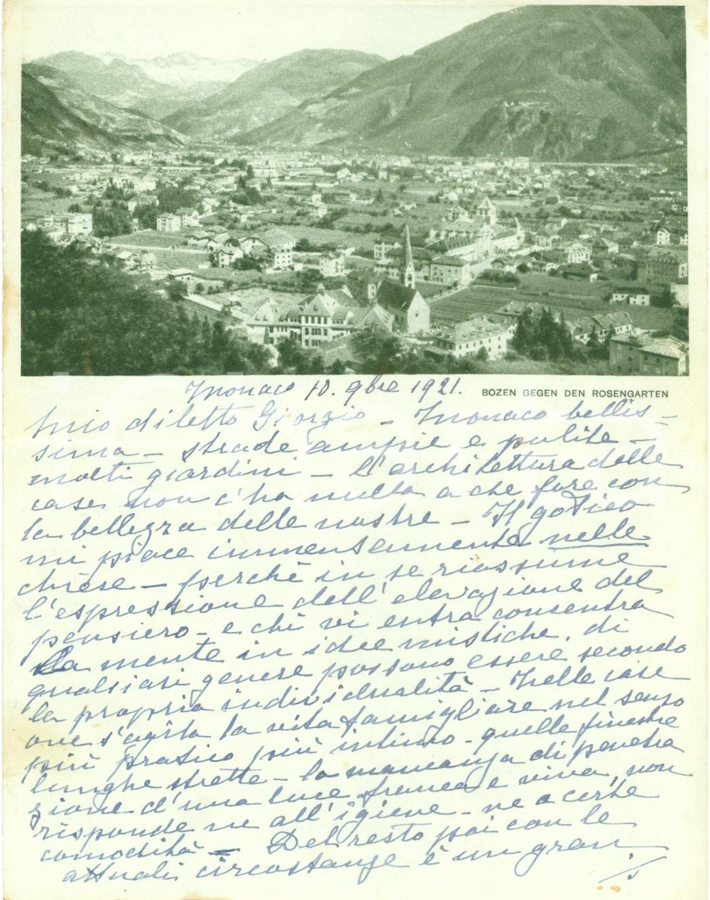 Autografo originale 1921 MONACO DE Marchesa Augusta PLATTIS lietissima di essere italiana *AUTOGRAFO 1