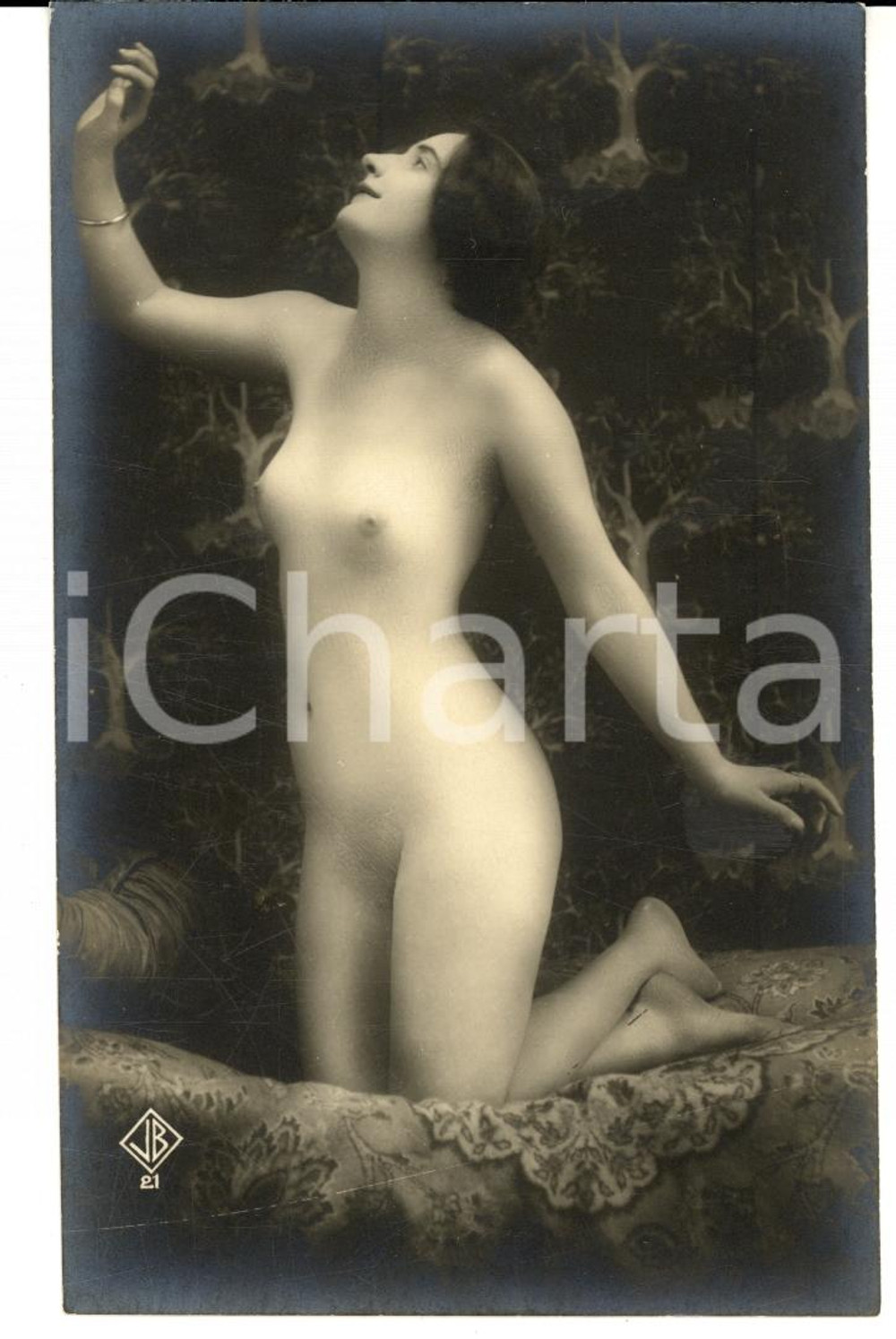 Fotografia d'epoca originale 1920 ca EROTICA VINTAGE Naked woman - femme nue - donna nuda Ed. JB 21 *PHOTO 1
