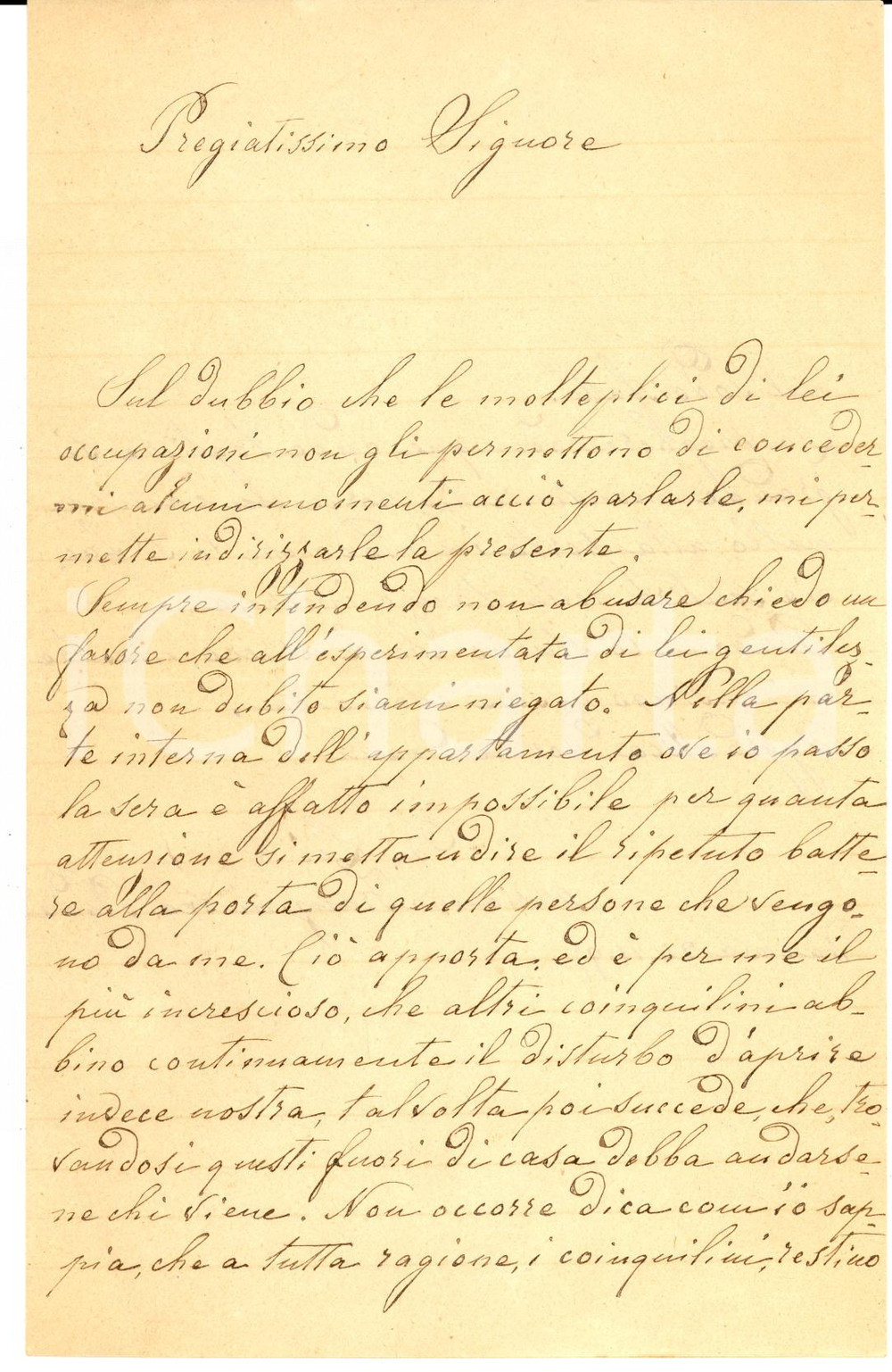 Manoscritto, lettera originale 1890 ca BRESCIA Vedova Marianna FRANZINI PLUDA chiede campanello alla porta 1