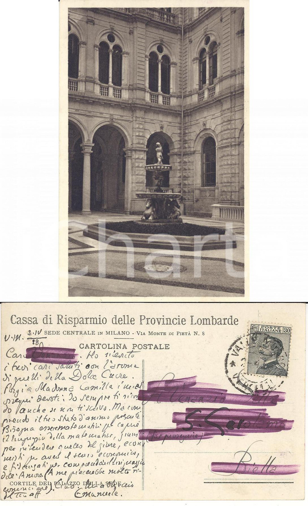 Autografo originale 1928 MILANO Emanuele SELLA Vorrei comprendere il linguaggio dell'AMORE AUTOGRAFO 1