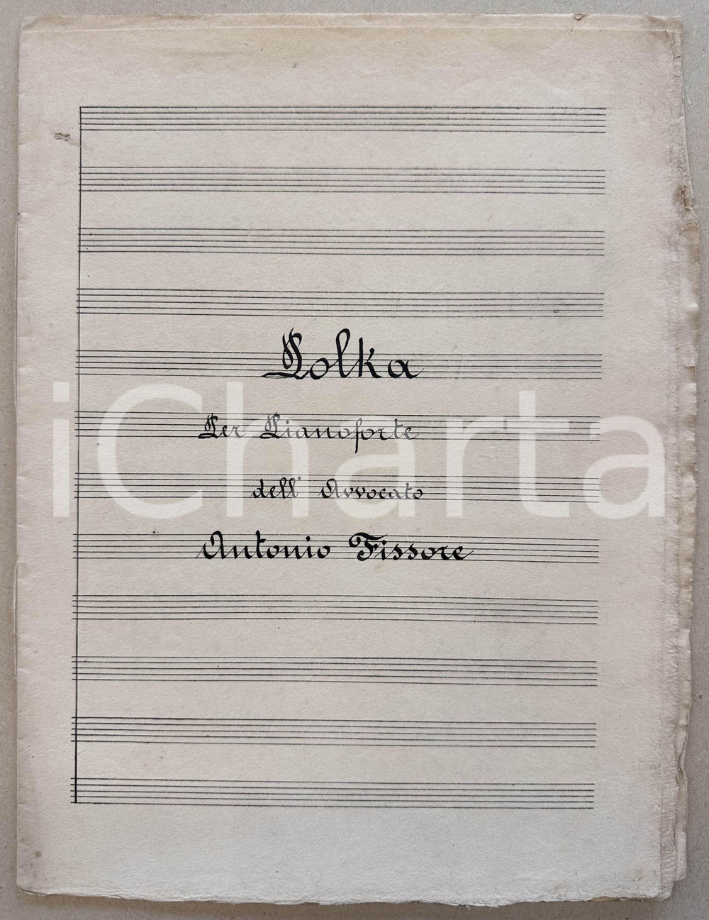 Oggetto da collezione cartaceo 1890 ca ASTI Avv. Antonio FISSORE Polka per pianoforte *Spartito INEDITO 1