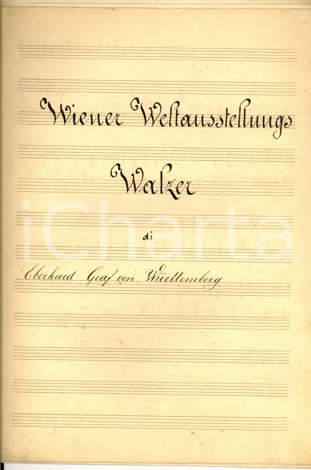 Oggetto da collezione cartaceo 1890 Eberhard GRAF VON WURTTEMBERG Wiener Weltausstellungs *Spartito manoscritto 1