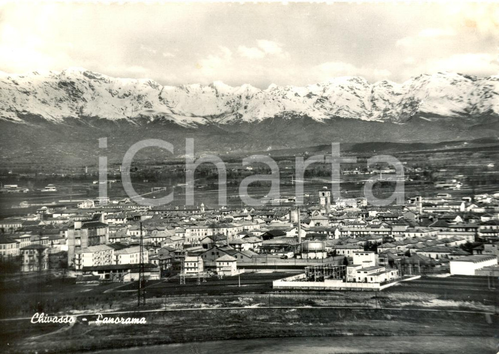 Cartolina originale da collezione 1953 CHIVASSO (TO) Panorama generale*Cartolina postale FG VG 1