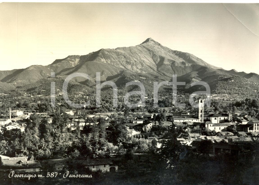 Cartolina originale da collezione 1955 PEVERAGNO (CN) Panorama generale e MONTE BISALTA *Cartolina postale FG VG 1
