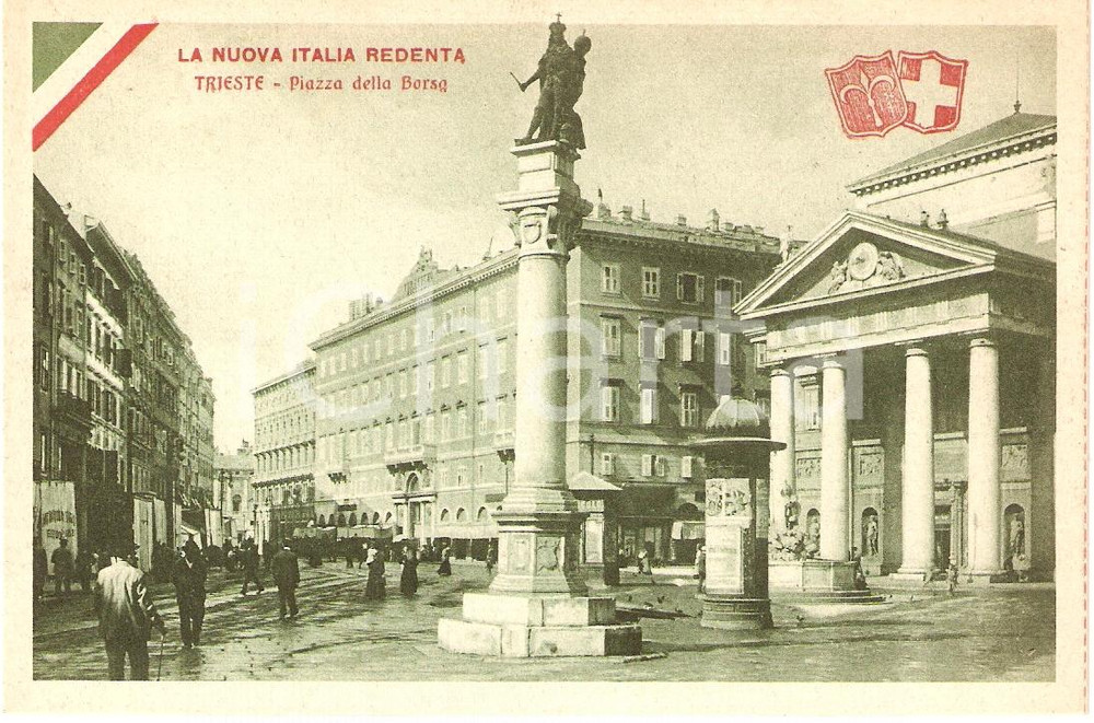 Cartolina originale da collezione 1920 TRIESTE NUOVA ITALIA REDENTA - Piazza della Borsa *Cartolina FP NV 1