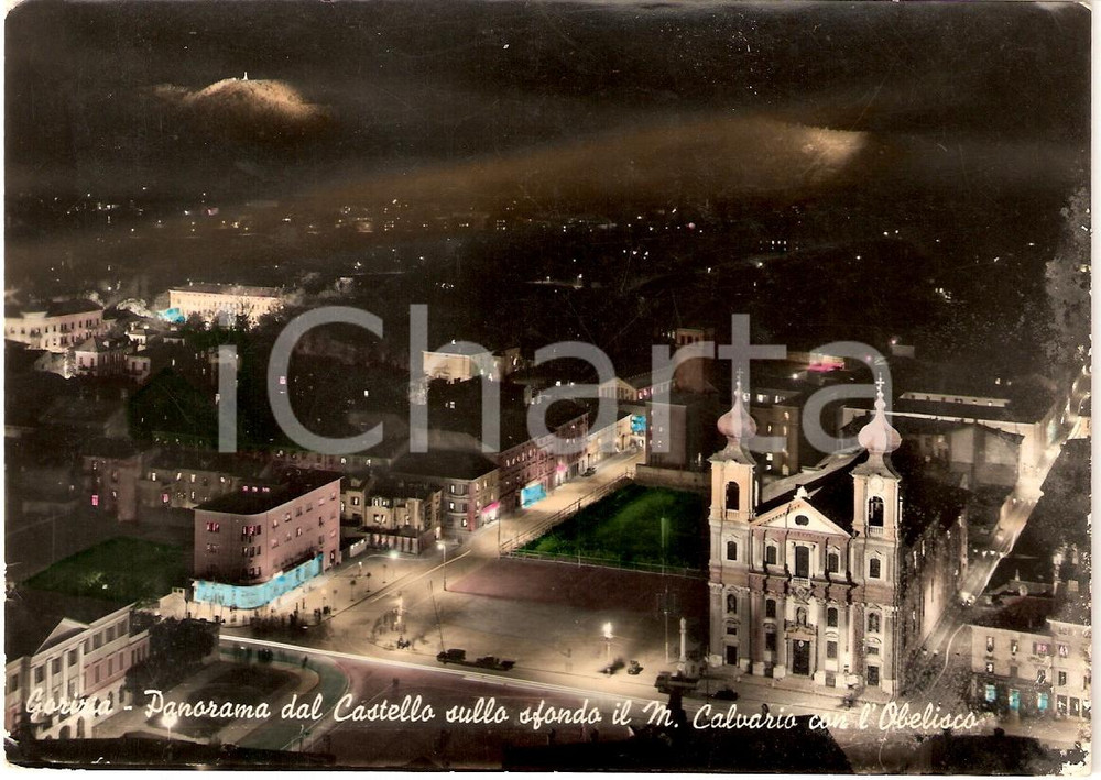 Cartolina originale da collezione 1957 GORIZIA Panorama dal Castello MONTE CALVARIO con obelisco *Cartolina FG VG 1