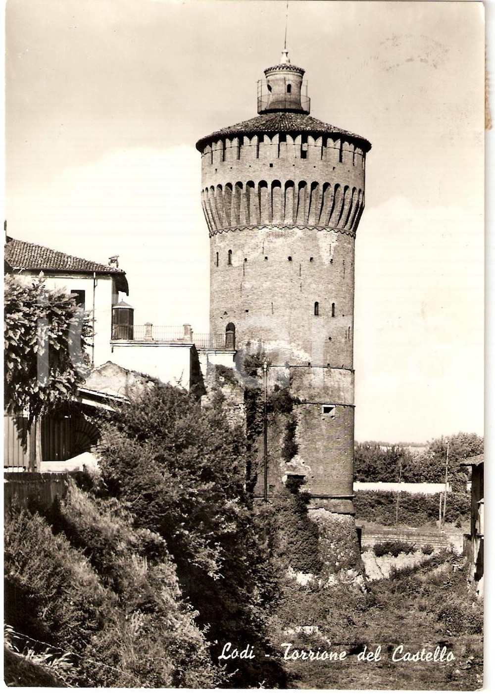 Cartolina originale da collezione 1959 LODI Torrione del Castello Visconteo *Cartolina FG VG 1