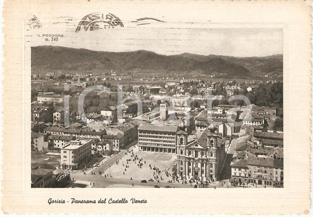 Cartolina originale da collezione 1954 GORIZIA Panorama dal CASTELLO VENETO Monte PODGORA *Cartolina FG VG 1