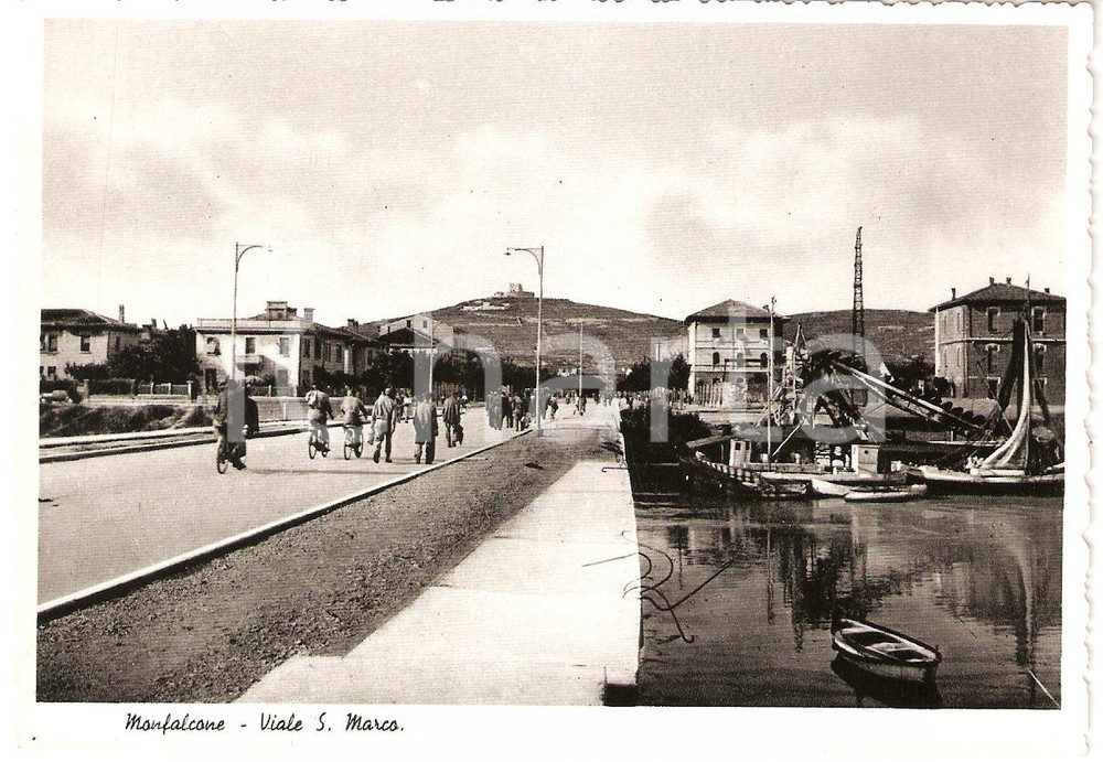 Cartolina originale da collezione 1950 ca MONFALCONE (GO) Viale SAN MARCO con operai *Cartolina FG NV 1