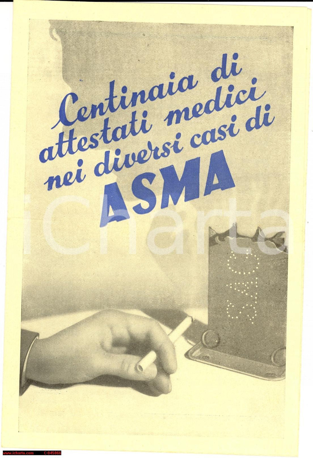 Materiale pubblicitario d’epoca 1935  Sigarette Balsamiche ANDREU contro l asma Pubblicitario 1