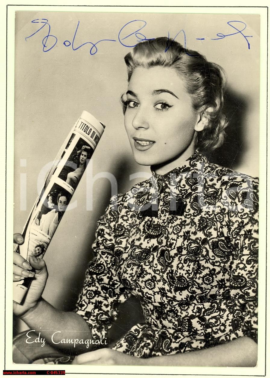 Autografo originale 1950 EDY CAMPAGNOLI fotografia con AUTOGRAFO 1
