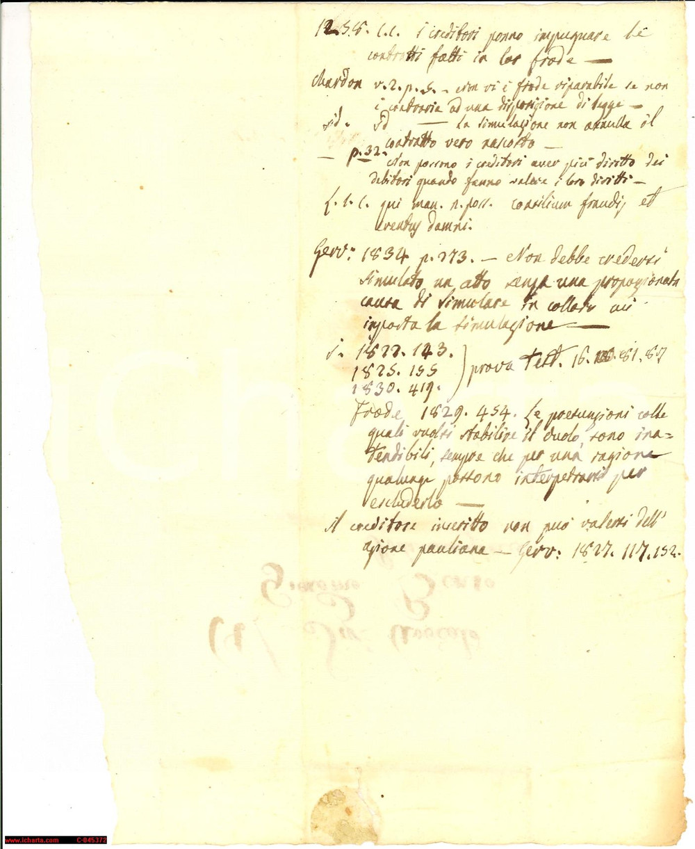 Manoscritto, lettera originale 1820 ca. ONEGLIA (IM) appunti sulle frodi avv. BENSO 1