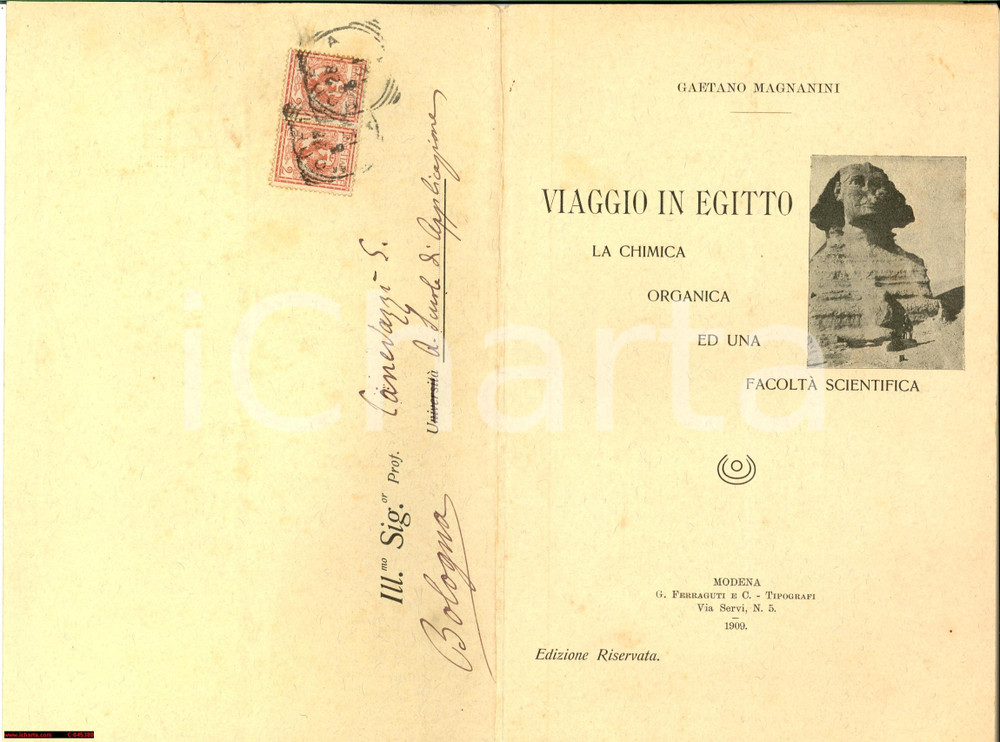 Libro, pubblicazione d'epoca 1909 Modena GAETANO MAGNANINI contro FacoltÃ  di Scienze 1
