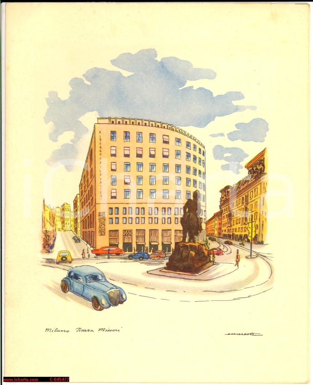 Oggetto da collezione cartaceo 1950 MILANO piazza MISSORI Albergo Cavalieri MARESTE 1