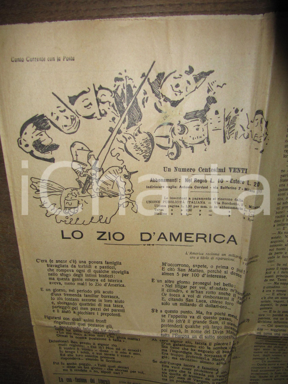 Giornale, rivista storica 1923 MILANO GUERINO MESCHINO MUSSOLINI e la mummia 1