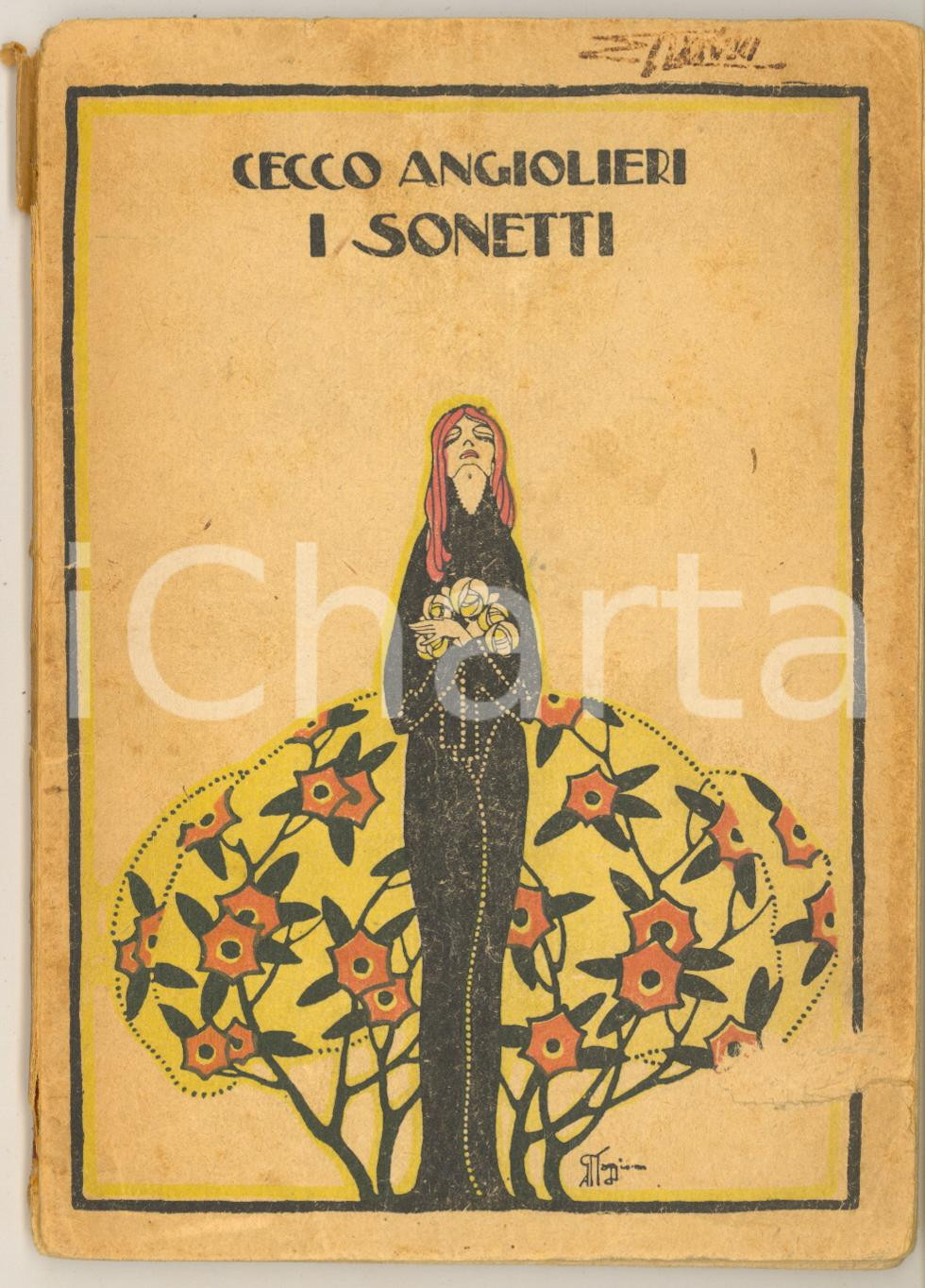 Libro, pubblicazione d'epoca 1923 Cecco ANGIOLIERI I Sonetti Ill. Gino MAGGIONI 1