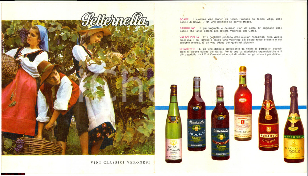 Materiale pubblicitario d’epoca 1959 LEGNAGO (VR) Casa vinicola PETTERNELLA pieghevole 1