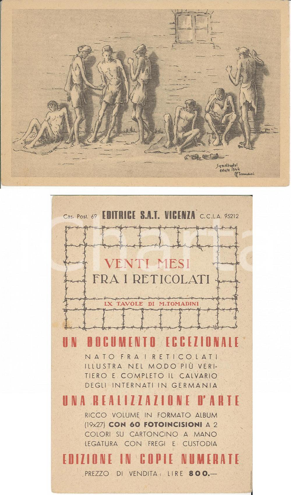 Materiale pubblicitario d’epoca 1946 M. TOMADINI Venti mesi fra i reticolati Cartolina 1