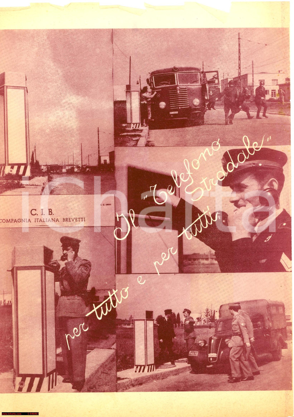 Documento originale, autentico 1952 MILANO Comp. Italiana Brevetti Telefono Stradale 1