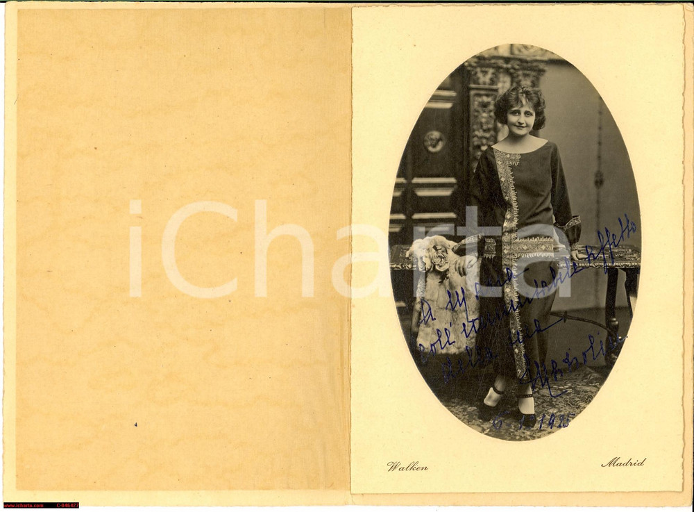 Fotografia d'epoca originale 1925 MADRID Ritratto di Maria CALAMARI Foto WALKEN 1