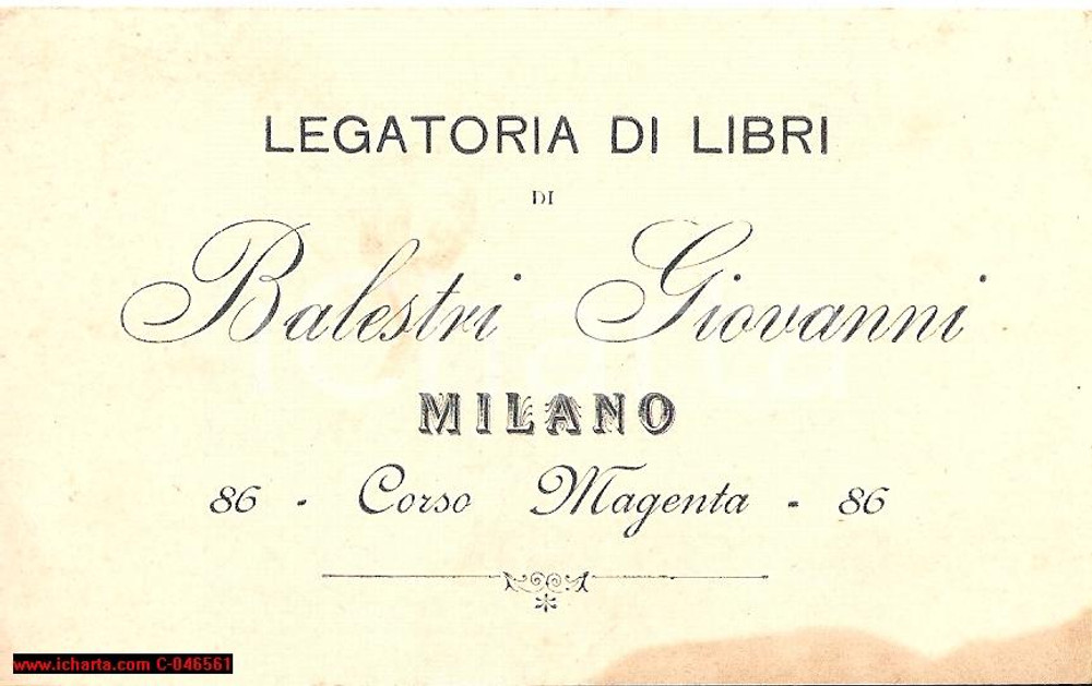 Oggetto da collezione cartaceo 1930 circa MILANO Legatoria libri Giovanni BALESTRI 1