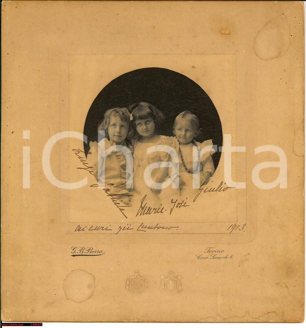 Fotografia d epoca originale 1903 TORINO Ritratto dei piccoli conti SIGRAY ASINARI 1