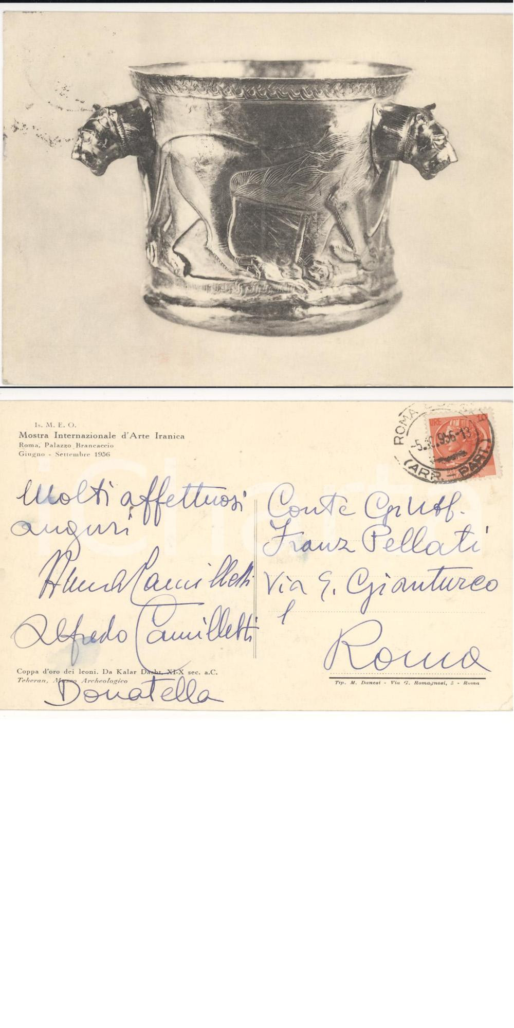 Cartolina originale da collezione 1956 ROMA Coppa dei Leoni Autografo Alfredo CAMILLETTI 1