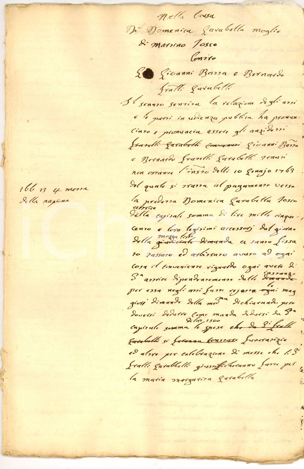 Manoscritto, lettera originale 1770 TORINO Lite ereditÃ  Maria Margherita GARABELLI morta giovane per malattia 1