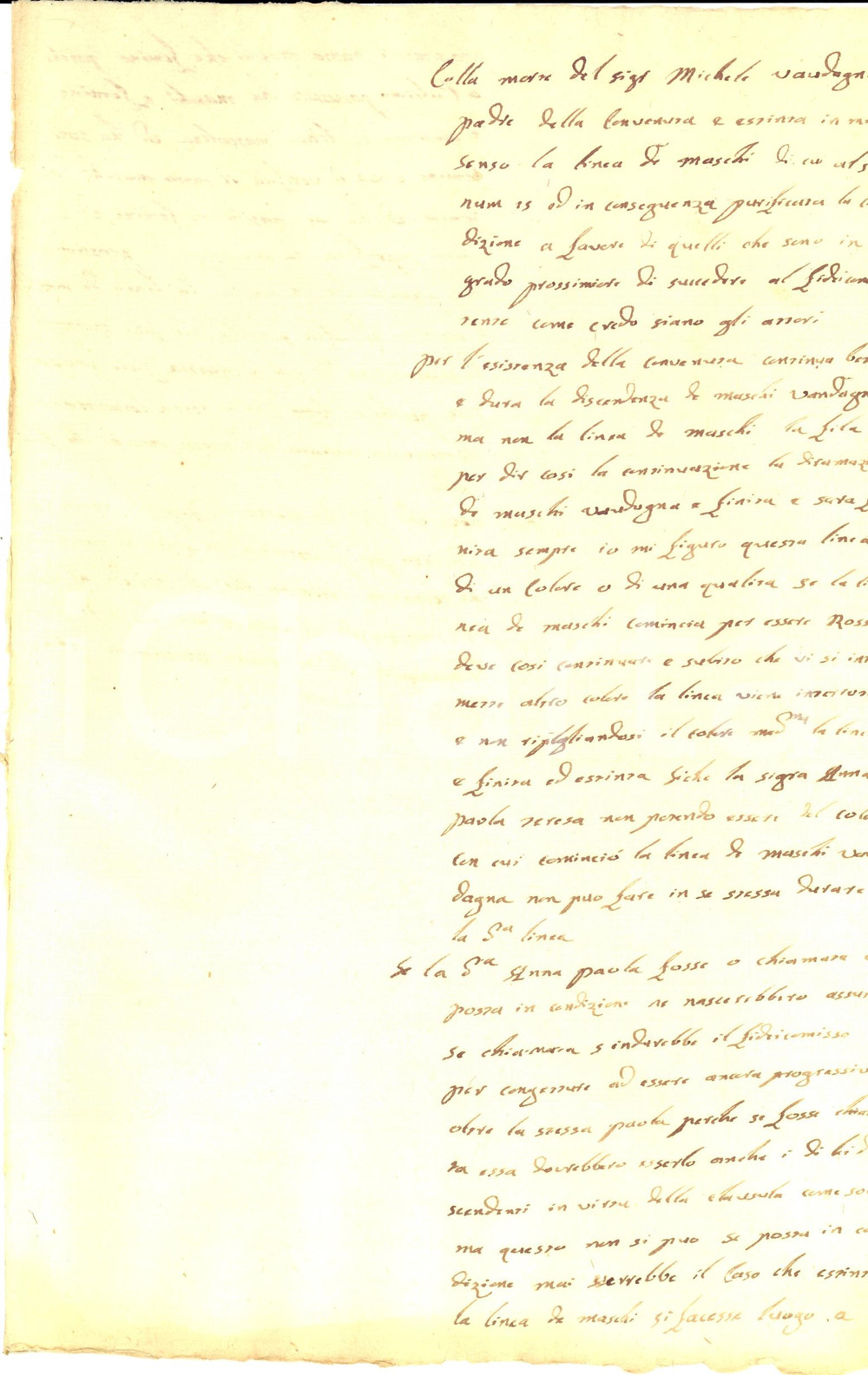 Manoscritto, lettera originale 1775 ca TORINO Morte Michele VAUDAGNA ed estinzione linea maschile Manoscritto 1