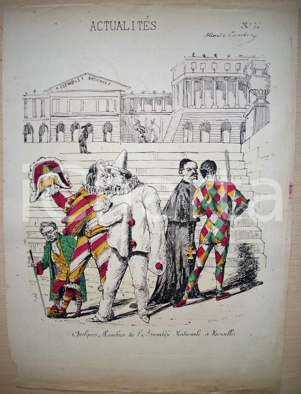 Stampa, bozzetto originale 1870 Caricatura Assembée Nationale Illustrazione ALLARDCAMBRAY 1