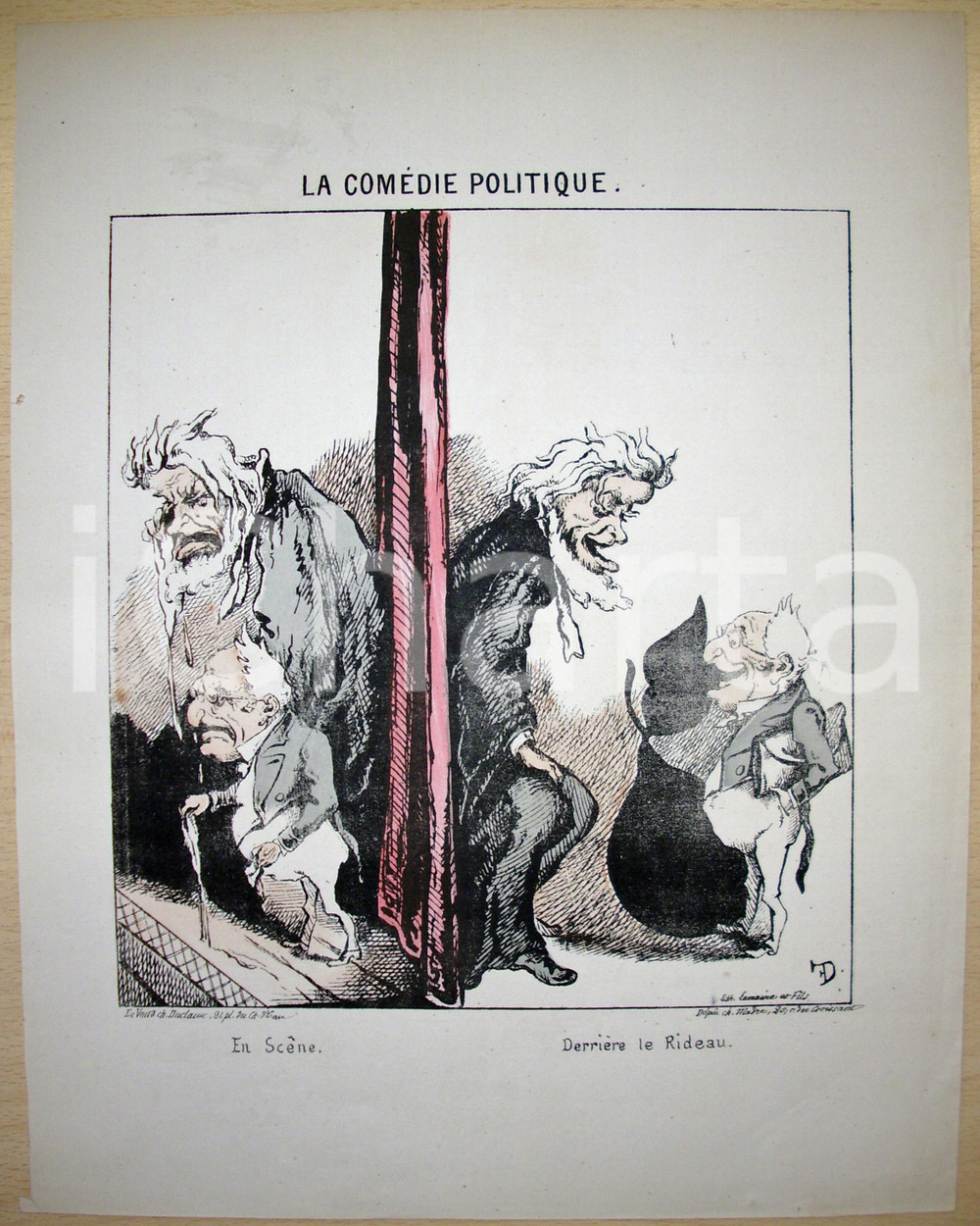 Stampa, bozzetto originale 1871 Caricatura La comÃ¨die politique Illust. DE FRONDAT 1