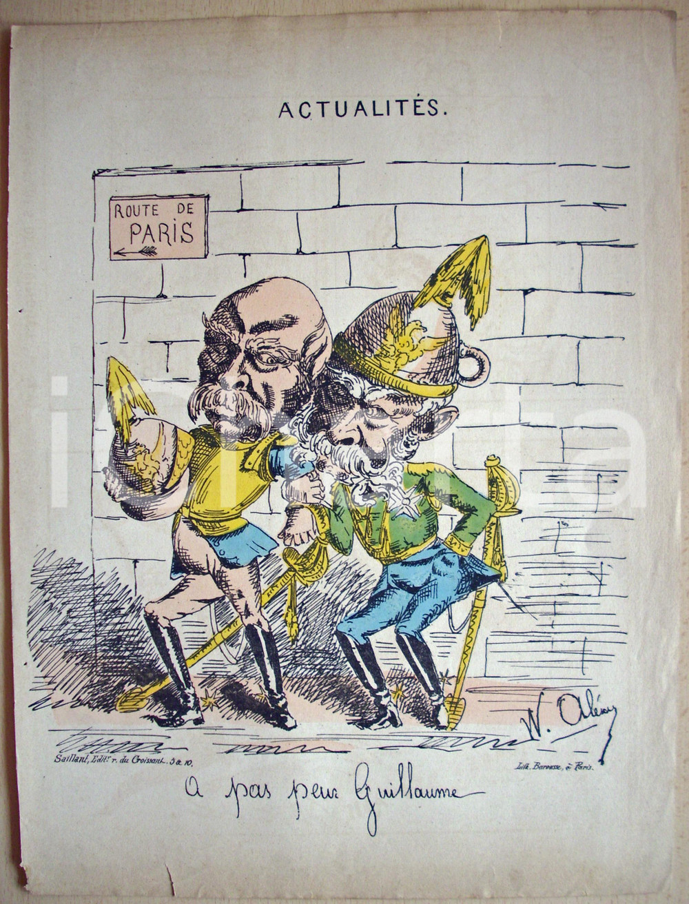 Stampa, bozzetto originale 1871 Caricatura A pas peur GUILLAUME Illustr. W. ALEXIS 1