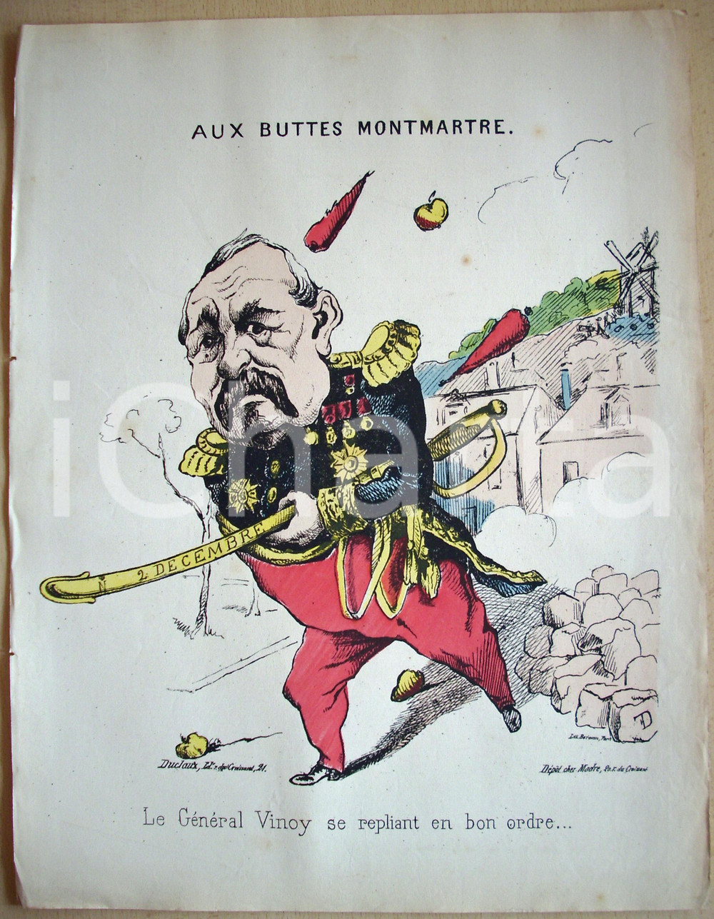 Stampa, bozzetto originale 1871 Gen. JOSEPH VINOY NapolÃ©n-Charles-Louis de FRONDAT 1