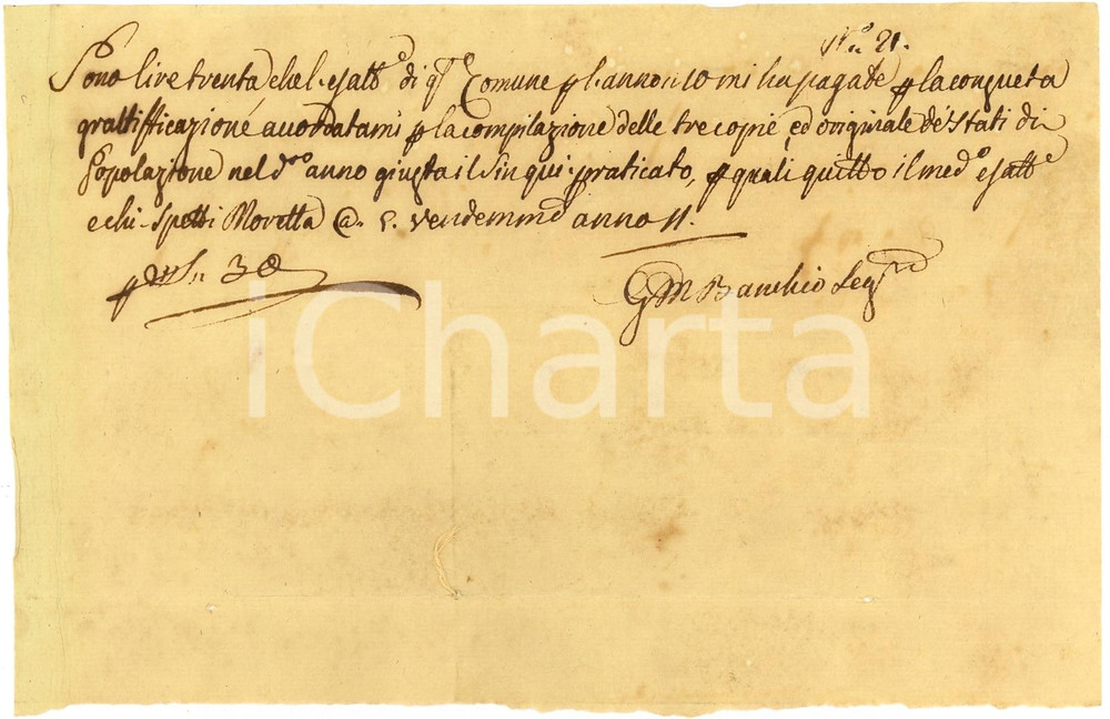 Documento originale, autentico 1802 MORETTA Conto legatore BANCHIO Stati Popolazione 1
