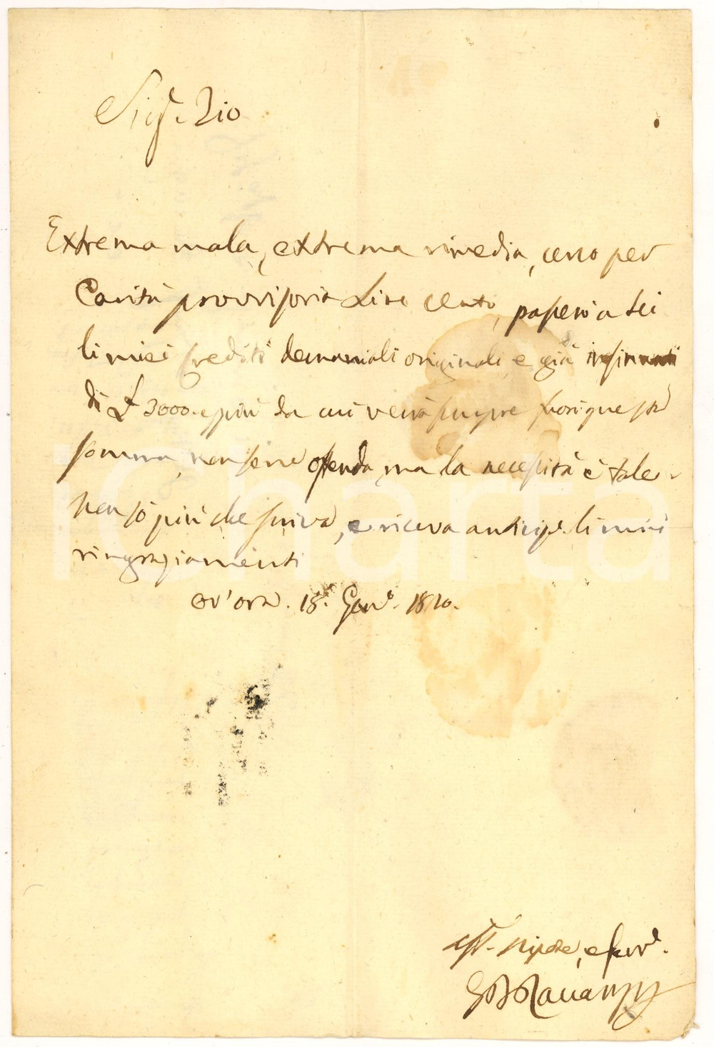 Manoscritto, lettera originale 1820 SANT ALESSANDRO PV Extrema mala, extrema rimedia 1
